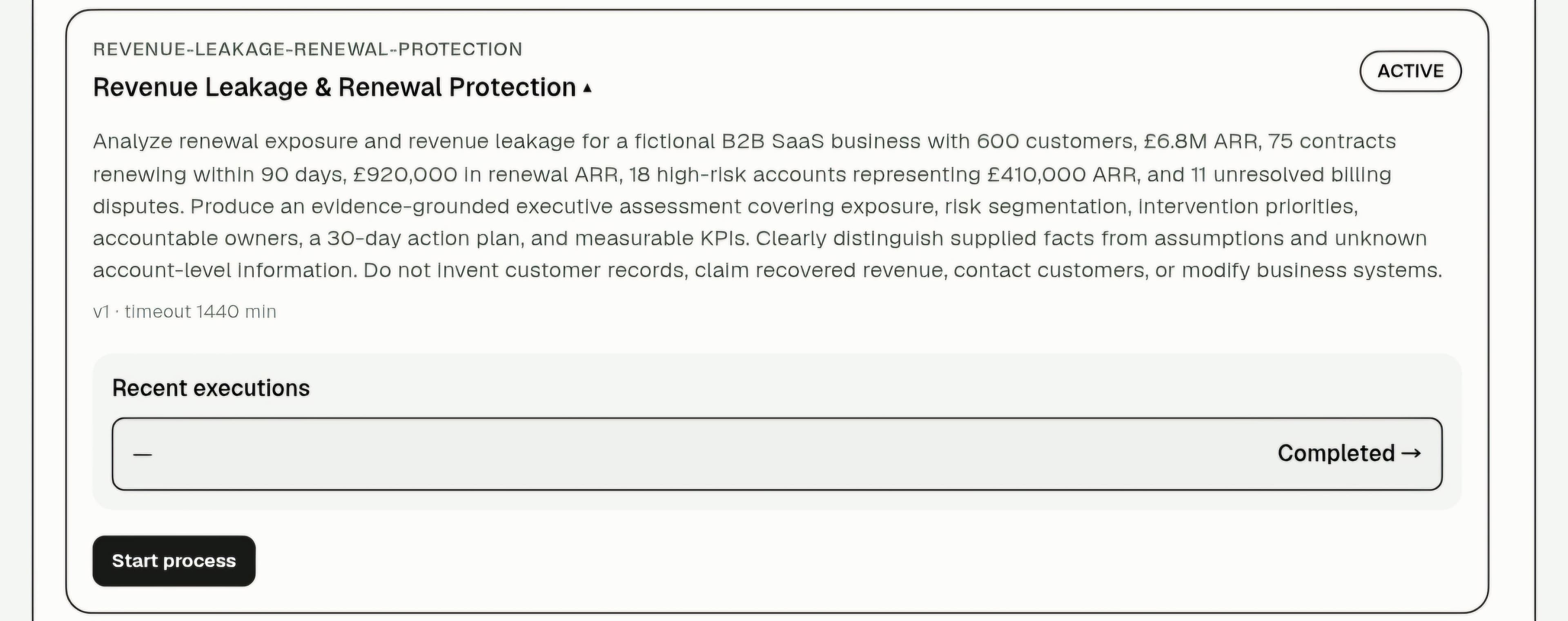Business Processes: Revenue Leakage & Renewal Protection — execution screenshot 1