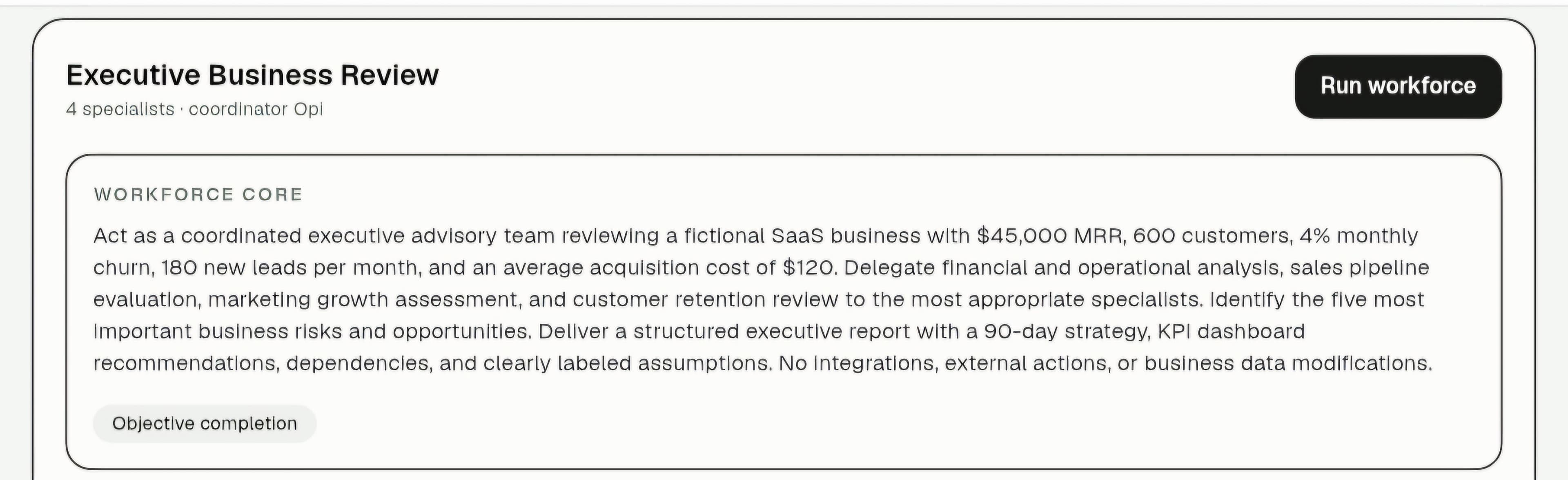 AI Workforce: Executive Business Review — execution screenshot 1
